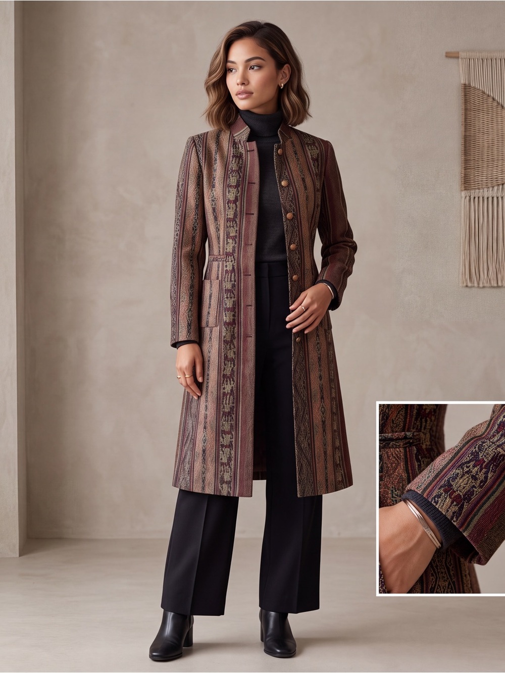 NWOT Peruvian Connection Vintage Tapestry Duster Coat Size 6 Pima Cotton Boho